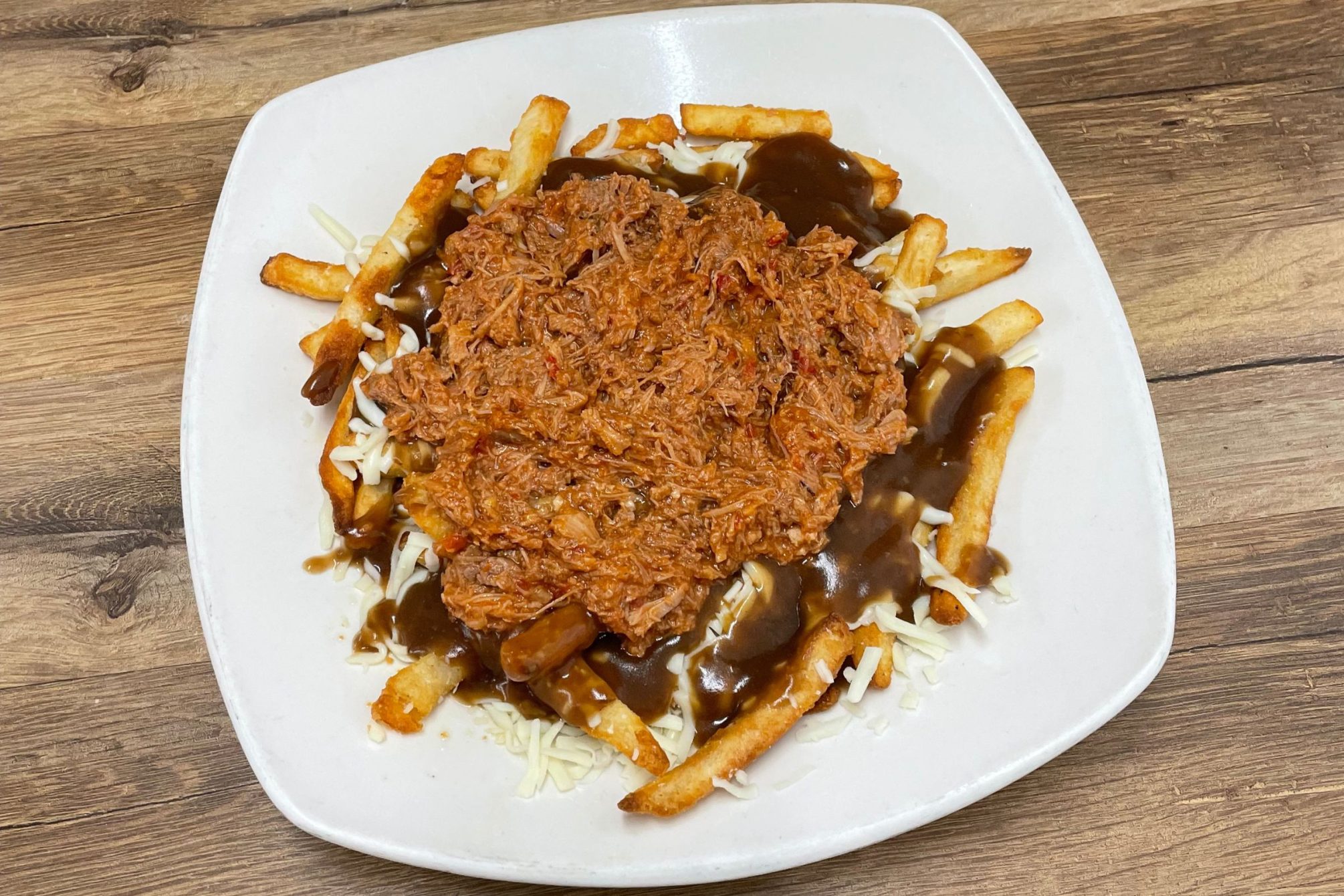 Pulled Pork Poutine at Family Time Pizza Pulled Pork Poutine at Family Time Pizza